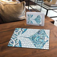 New Zealand Manta Ray Tattoo Puzzle Aotearoa Maori Haehae Paua Shell - Polynesian Pride