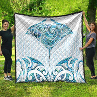 New Zealand Manta Ray Tattoo Quilt Aotearoa Maori Haehae Paua Shell - Polynesian Pride