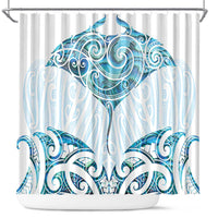 New Zealand Manta Ray Tattoo Shower Curtain Aotearoa Maori Haehae Paua Shell - Polynesian Pride