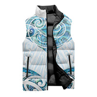 New Zealand Manta Ray Tattoo Sleeveless Puffer Jacket Aotearoa Maori Haehae Paua Shell - Polynesian Pride
