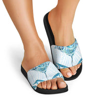 New Zealand Manta Ray Tattoo Slide Sandals Aotearoa Maori Haehae Paua Shell - Polynesian Pride