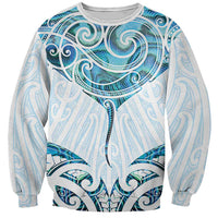 New Zealand Manta Ray Tattoo Sweatshirt Aotearoa Maori Haehae Paua Shell - Polynesian Pride