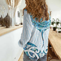 New Zealand Manta Ray Tattoo Women Casual Shirt Aotearoa Maori Haehae Paua Shell - Polynesian Pride
