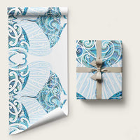 New Zealand Manta Ray Tattoo Wrapping Paper Aotearoa Maori Haehae Paua Shell - Polynesian Pride
