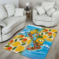Aloha Hawaii Summer Area Rug Hawaiian Lei Surfing Mango Palaka Motifs