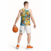 Aloha Hawaii Summer Basketball Jersey Hawaiian Lei Surfing Mango Palaka Motifs