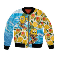Aloha Hawaii Summer Bomber Jacket Hawaiian Lei Surfing Mango Palaka Motifs