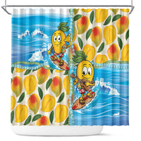 Aloha Hawaii Summer Shower Curtain Hawaiian Lei Surfing Mango Palaka Motifs