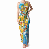 Aloha Hawaii Summer Tank Maxi Dress Hawaiian Lei Surfing Mango Palaka Motifs