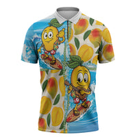 Aloha Hawaii Summer Zipper Polo Shirt Hawaiian Lei Surfing Mango Palaka Motifs