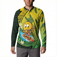 Hawaii Surfing Mango Button Sweatshirt Manako Polynesian Fish Hook