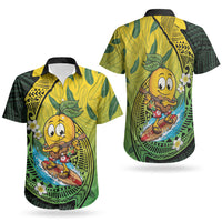 Hawaii Surfing Mango Couples Matching Off Shoulder Short Dress and Hawaiian Shirt Manako Polynesian Fish Hook