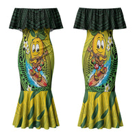 Hawaii Surfing Mango Family Matching Mermaid Dress and Hawaiian Shirt Manako Polynesian Fish Hook