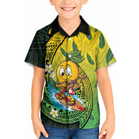 Hawaii Surfing Mango Kid Hawaiian Shirt Manako Polynesian Fish Hook