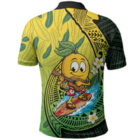 Hawaii Surfing Mango Polo Shirt Manako Polynesian Fish Hook