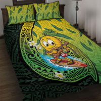 Hawaii Surfing Mango Quilt Bed Set Manako Polynesian Fish Hook