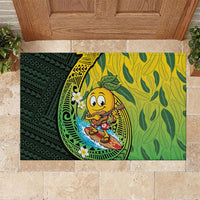 Hawaii Surfing Mango Rubber Doormat Manako Polynesian Fish Hook
