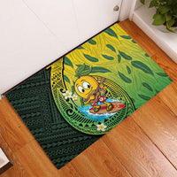 Hawaii Surfing Mango Rubber Doormat Manako Polynesian Fish Hook