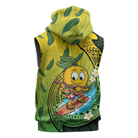 Hawaii Surfing Mango Sleeveless Hoodie Manako Polynesian Fish Hook