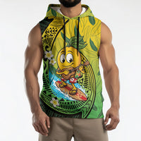 Hawaii Surfing Mango Sleeveless Hoodie Manako Polynesian Fish Hook