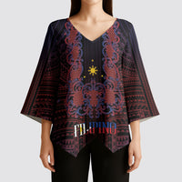 Filipino Barong Tagalog Inspired Personalised Kimono Sleeve Blouse Mabuhay Philippines Festival Polynesian Pattern