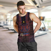 Filipino Barong Tagalog Inspired Personalised Men Tank Top Mabuhay Philippines Festival Polynesian Pattern
