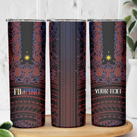 Filipino Barong Tagalog Inspired Personalised Skinny Tumbler Mabuhay Philippines Festival Polynesian Pattern
