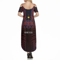 Filipino Barong Tagalog Inspired Personalised Summer Maxi Dress Mabuhay Philippines Festival Polynesian Pattern