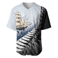 Personalised New Zealand Pakeha Baseball Jersey Kiwi Silver Fern and Sailing Ship Compass