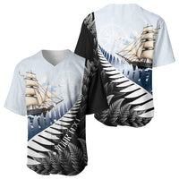 Personalised New Zealand Pakeha Baseball Jersey Kiwi Silver Fern and Sailing Ship Compass