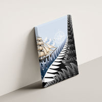 Personalised New Zealand Pakeha Canvas Wall Art Kiwi Silver Fern and Sailing Ship Compass