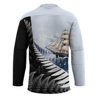 Personalised New Zealand Pakeha Hockey Jersey Kiwi Silver Fern and Sailing Ship Compass