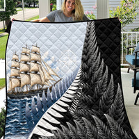 Personalised New Zealand Pakeha Quilt Kiwi Silver Fern and Sailing Ship Compass