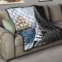 Personalised New Zealand Pakeha Quilt Kiwi Silver Fern and Sailing Ship Compass