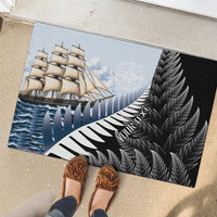 Personalised New Zealand Pakeha Rubber Doormat Kiwi Silver Fern and Sailing Ship Compass