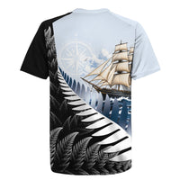 Personalised New Zealand Pakeha Rugby Jersey Kiwi Silver Fern and Sailing Ship Compass