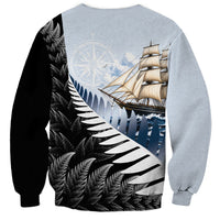 Personalised New Zealand Pakeha Sweatshirt Kiwi Silver Fern and Sailing Ship Compass