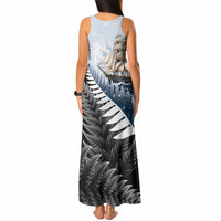 Personalised New Zealand Pakeha Tank Maxi Dress Kiwi Silver Fern and Sailing Ship Compass