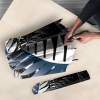 Personalised New Zealand Pakeha Umbrella Kiwi Silver Fern and Sailing Ship Compass