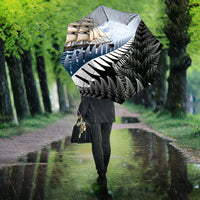 Personalised New Zealand Pakeha Umbrella Kiwi Silver Fern and Sailing Ship Compass