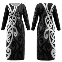 Lil Pakeha Lil Maori New Zealand Couples Matching Long Sleeve Bodycon Dress and Hawaiian Shirt Kiwi Proud Mangopare Pattern
