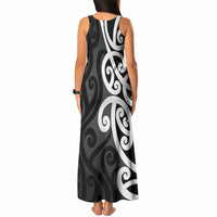 Lil Pakeha Lil Maori New Zealand Tank Maxi Dress Kiwi Proud Mangopare Pattern