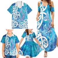 Hammerhead Shark Tattoo New Zealand Family Matching Summer Maxi Dress and Hawaiian Shirt Maori Galaxy Mangopare Pattern