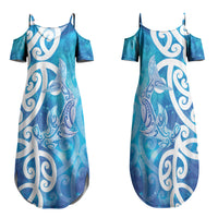Hammerhead Shark Tattoo New Zealand Family Matching Summer Maxi Dress and Hawaiian Shirt Maori Galaxy Mangopare Pattern