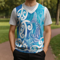 Hammerhead Shark Tattoo New Zealand Christmas Knitted V-Neck Vest Maori Galaxy Mangopare Pattern