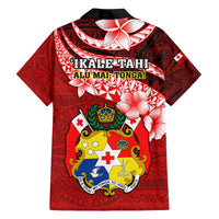 Tonga Rugby Kid Hawaiian Shirt Ikale Tahi Tongan Ngatu Pattern With Dabbing Ball LT14 - Polynesian Pride