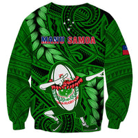 Samoa Rugby Sweatshirt Manu Samoa Ula Fala Dabbing Ball Polynesian Green Version LT14 - Polynesian Pride