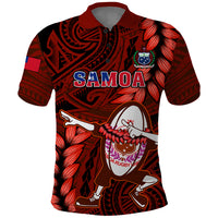 Samoa Rugby Polo Shirt Manu Samoa Ula Fala Dabbing Ball Polynesian Red Version LT14 Red - Polynesian Pride