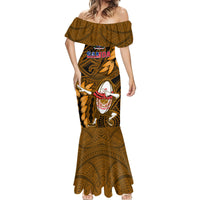 Samoa Rugby Mermaid Dress Manu Samoa Ula Fala Dabbing Ball Polynesian Gold Version LT14 - Polynesian Pride