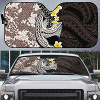 Brown and Black Hawaii Shark Tattoo Auto Sun Shade Puakenikeni Lei Plumeria Polynesian Pattern - Polynesian Pride